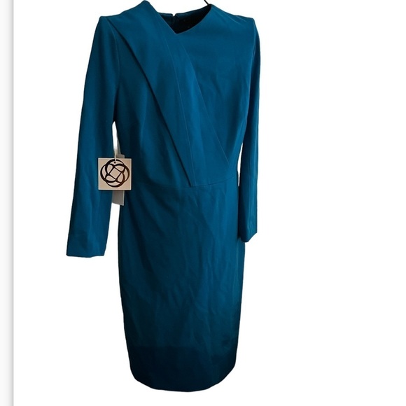 Per Se by Carlisle Collection Dress Size 4 Turquoise Zip Up Back Ret $555 NWT - Picture 2 of 11